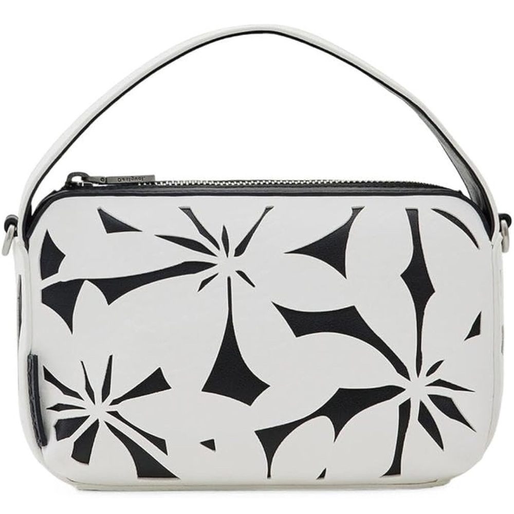 Desigual White and Black Floral Shoulder Bag